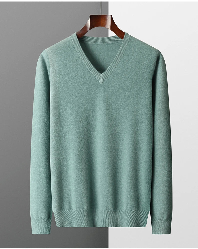 Pullover mit V-Ausschnitt aus Wolle