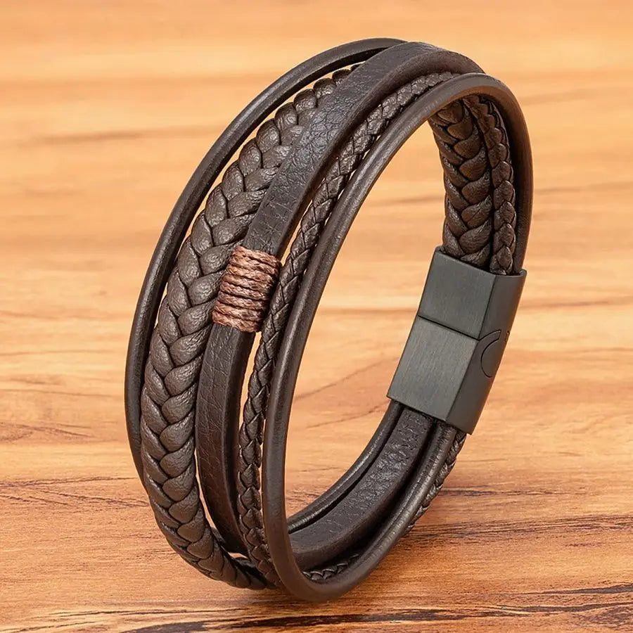 Herrenarmband aus gewebtem Leder