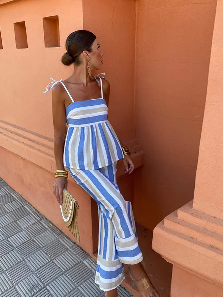 Lila - Bedrucktes Hosenset Sommer-Outfit