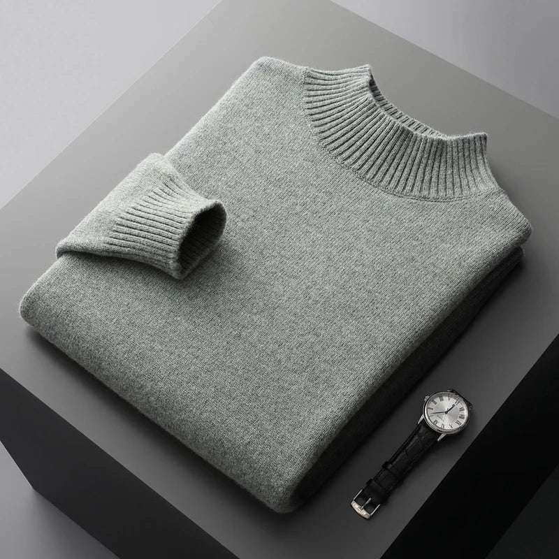 Eleganter Rollkragenpullover aus Merinowolle mit hohem Kragen