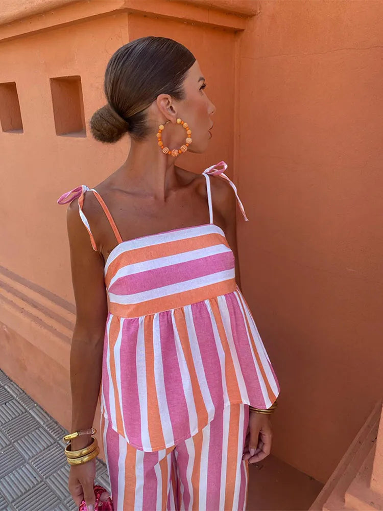 Lila - Bedrucktes Hosenset Sommer-Outfit