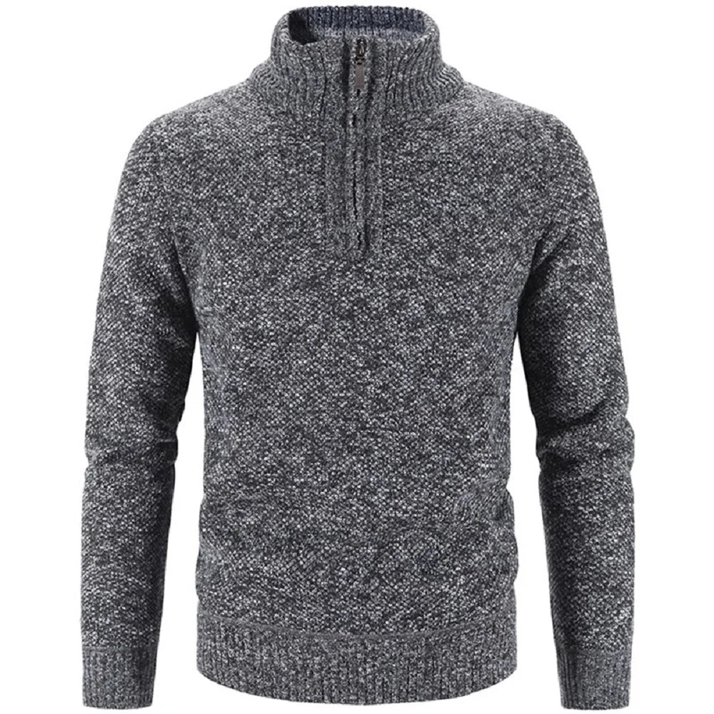 Eleganter, dicker Fleece-Pullover mit Reißverschluss