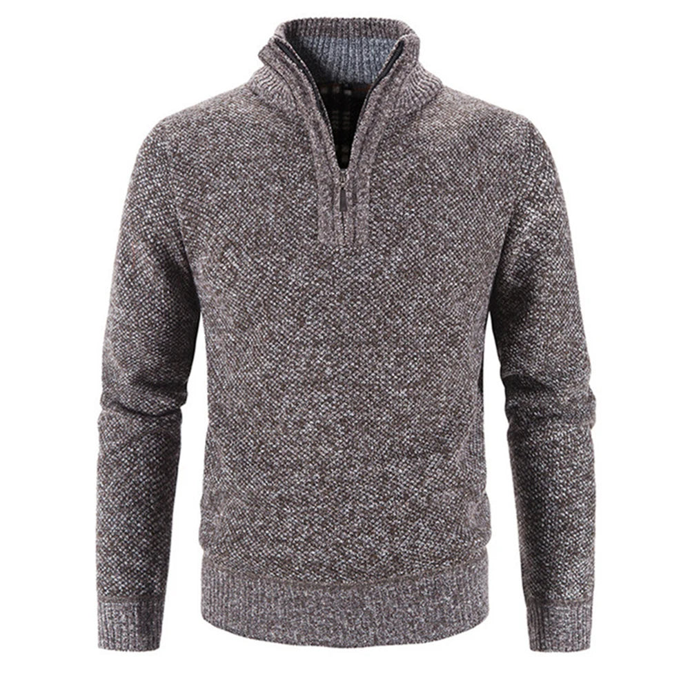 Eleganter, dicker Fleece-Pullover mit Reißverschluss