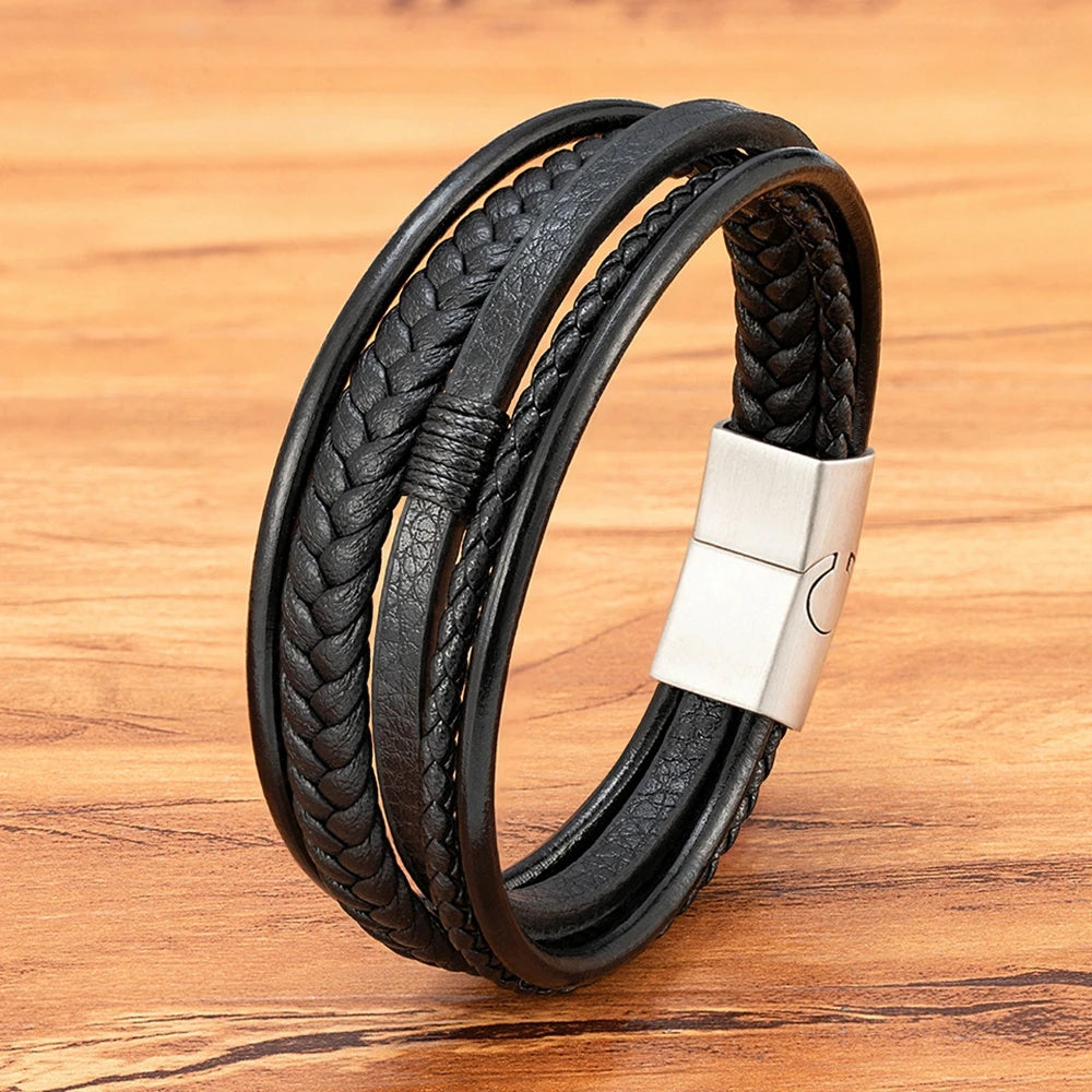 Herrenarmband aus gewebtem Leder