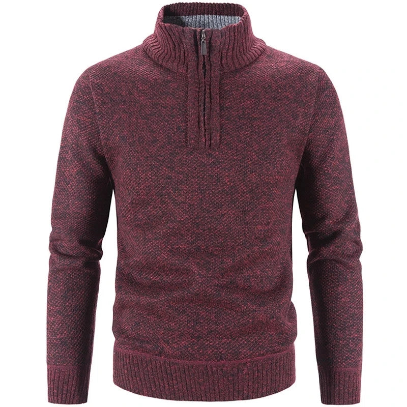 Eleganter, dicker Fleece-Pullover mit Reißverschluss