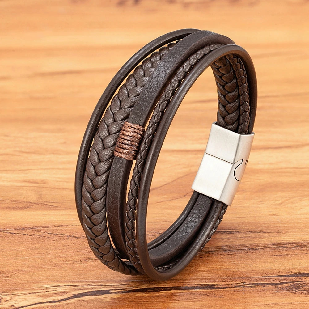 Herrenarmband aus gewebtem Leder