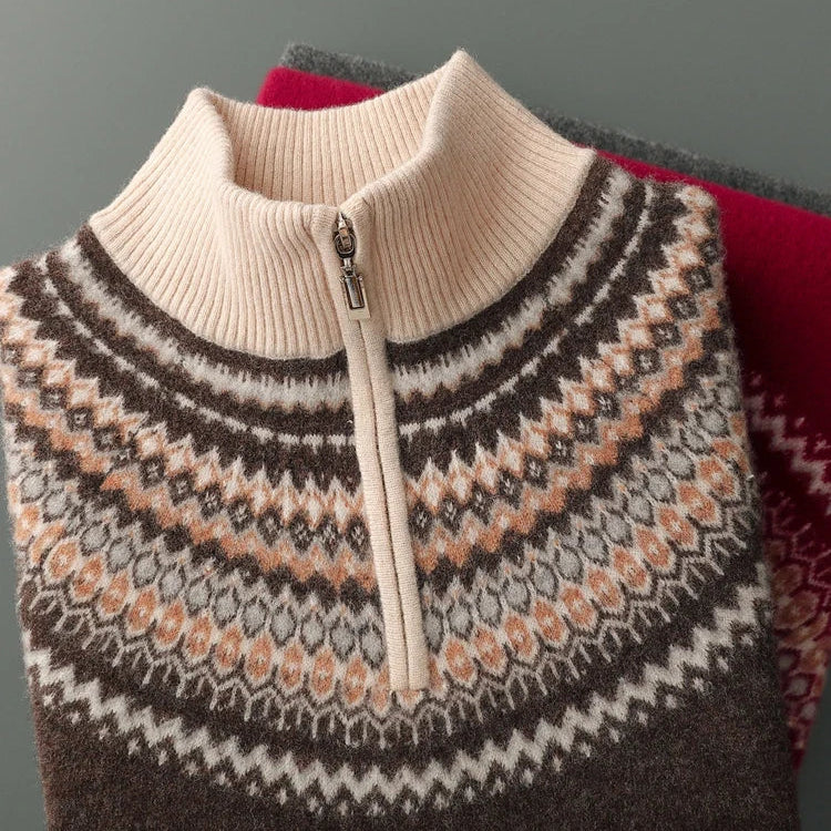 Eleganter Kaschmirpullover mit Reißverschluss