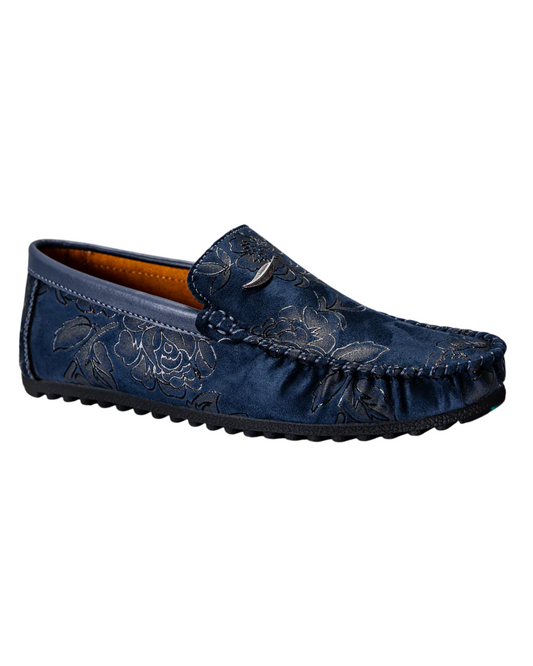 Geblümte Leder-Slipper