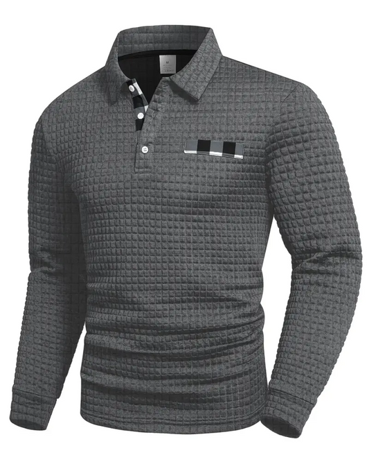 Gerippter Polo-Pullover