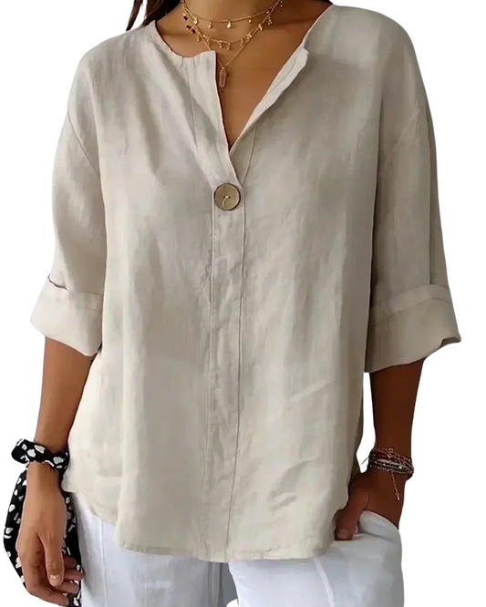 Lange Bluse mit V-Ausschnitt