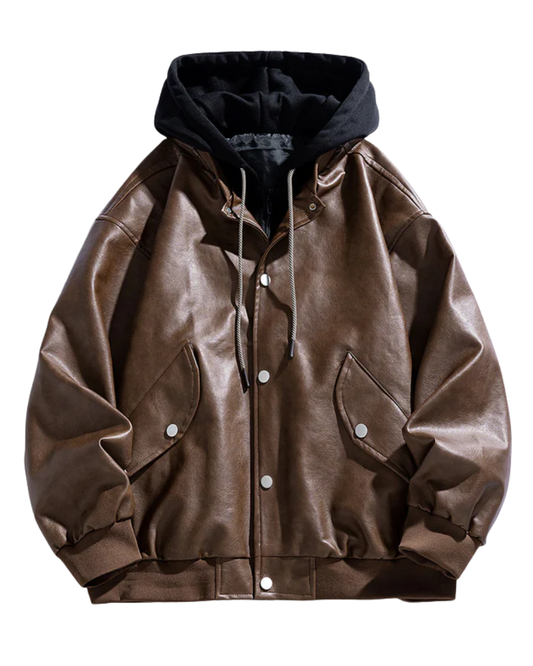 Elegante Lederjacke mit Kapuze