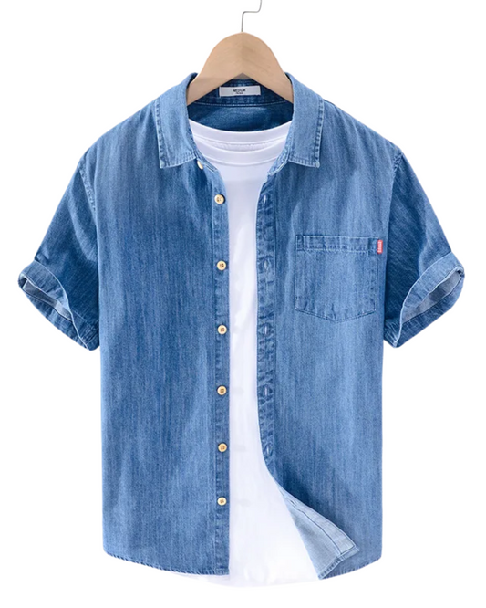 Kurzärmeliges Denim-Shirt