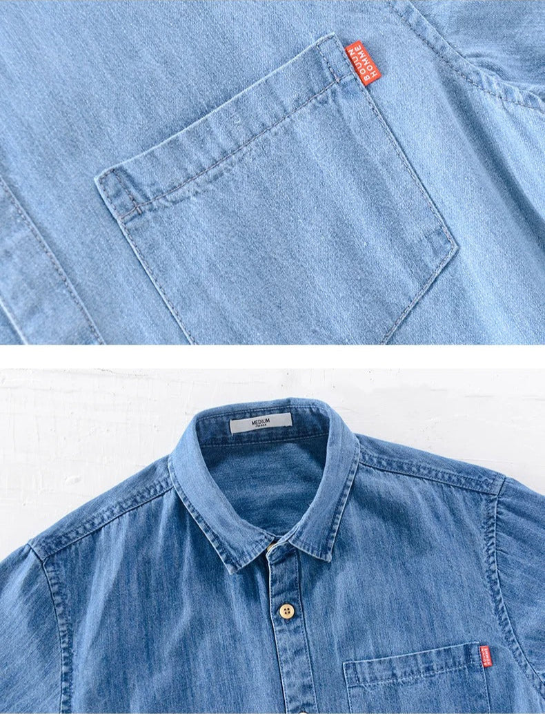 Kurzärmeliges Denim-Shirt