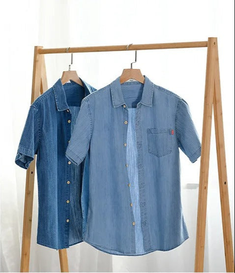 Kurzärmeliges Denim-Shirt