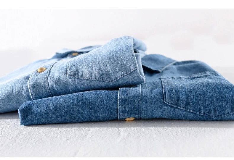 Kurzärmeliges Denim-Shirt