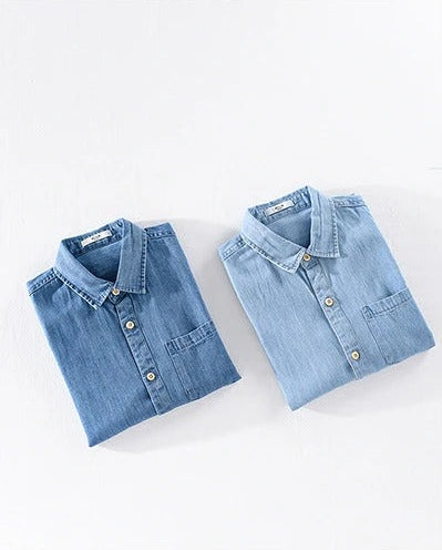 Kurzärmeliges Denim-Shirt