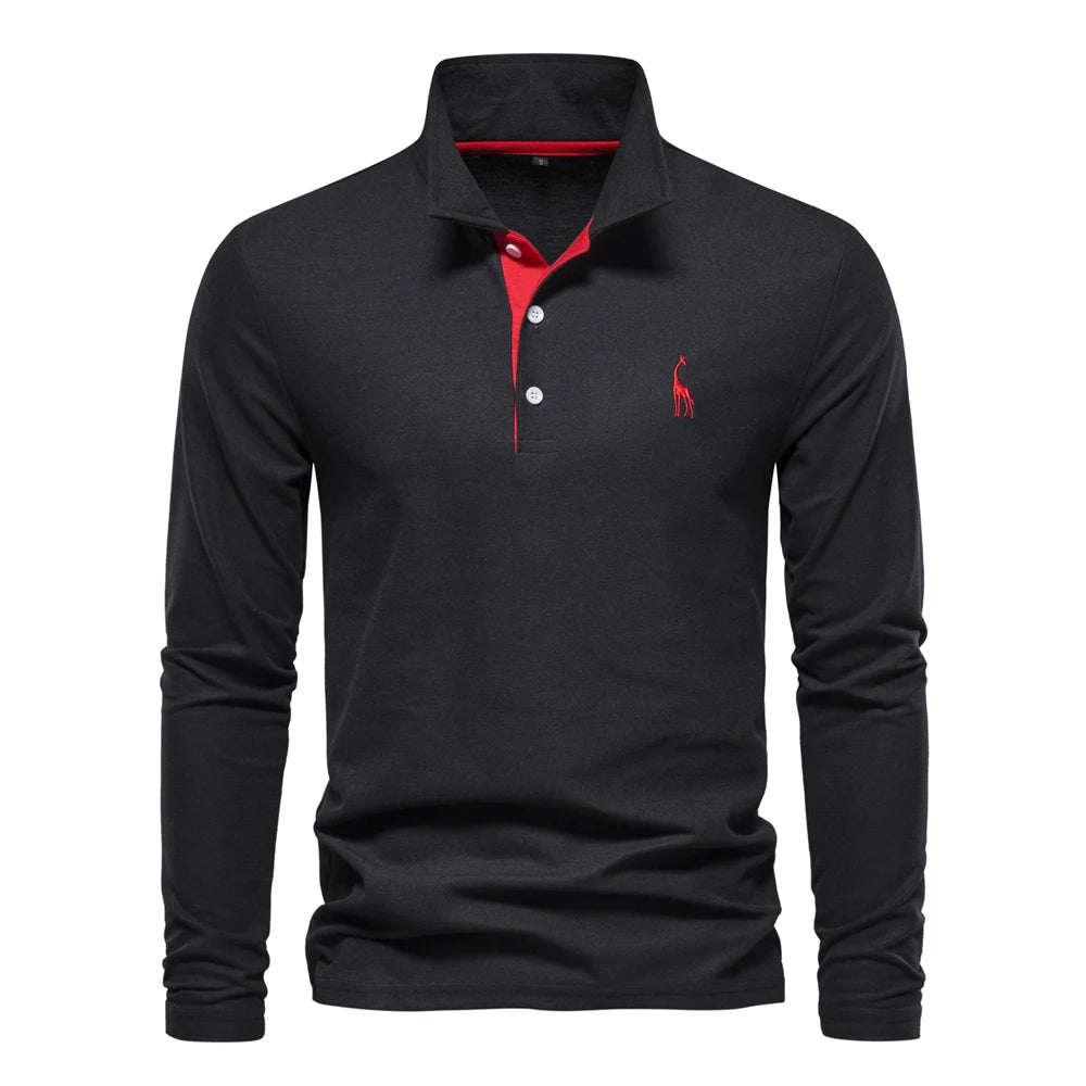 Lässiges langärmeliges Poloshirt