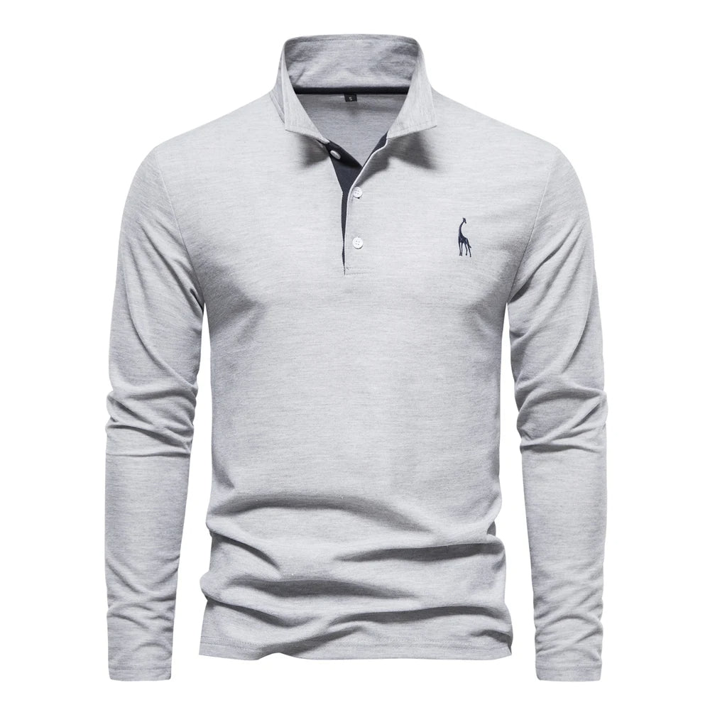 Lässiges langärmeliges Poloshirt