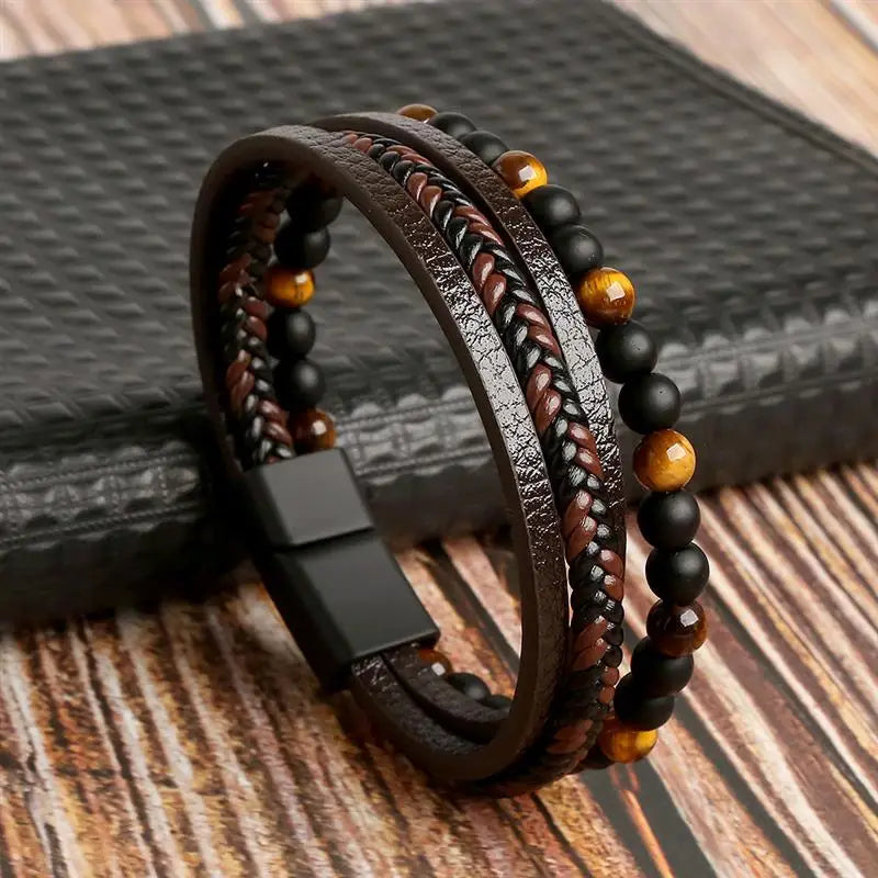 Elegantes gewebtes Lederarmband für Herren