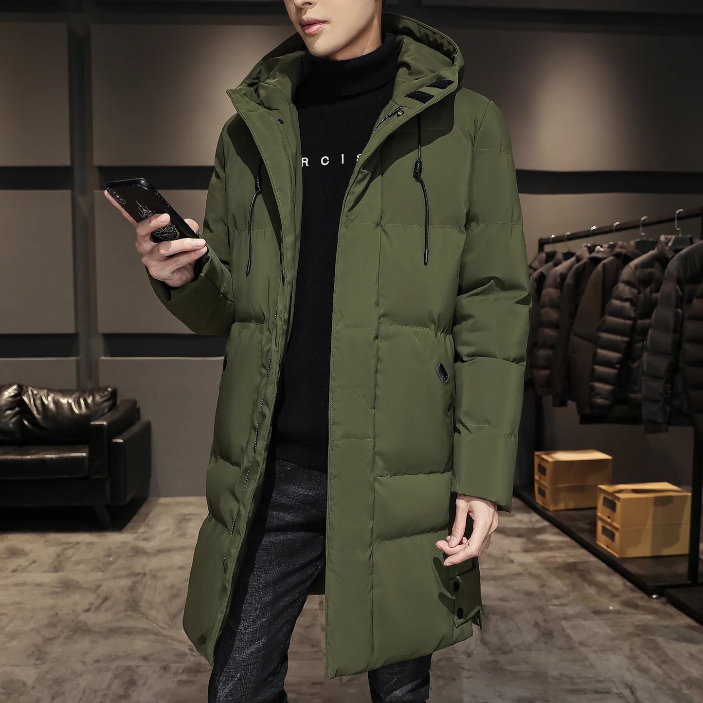Elegante lange Winterjacke