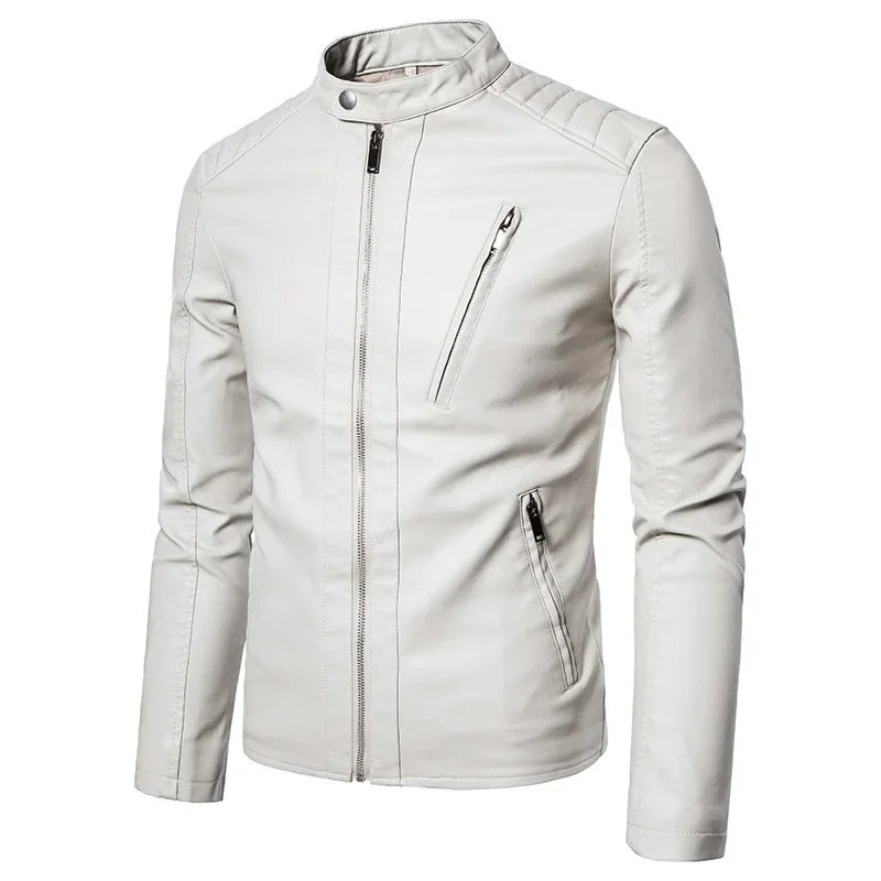 Elegante Lederjacke mit Stehkragen