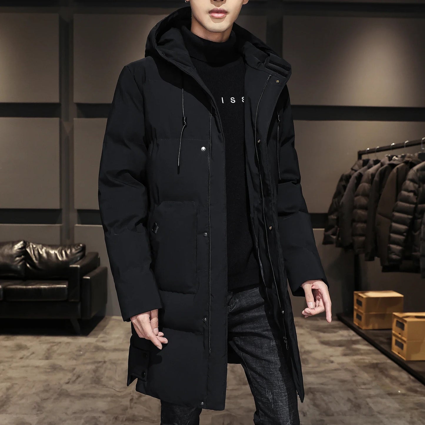 Elegante lange Winterjacke