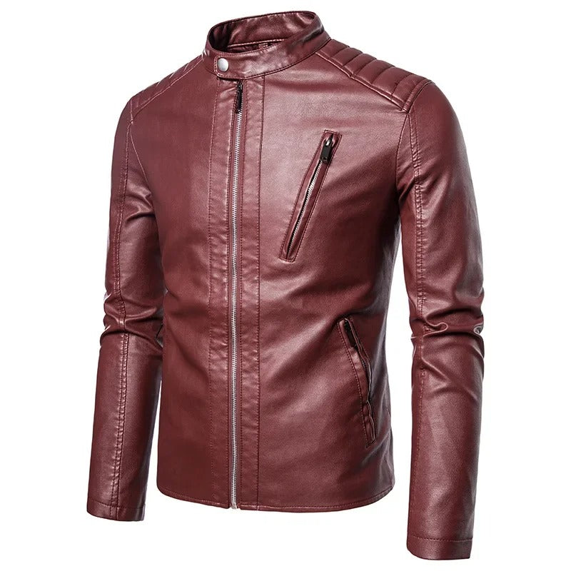Elegante Lederjacke mit Stehkragen