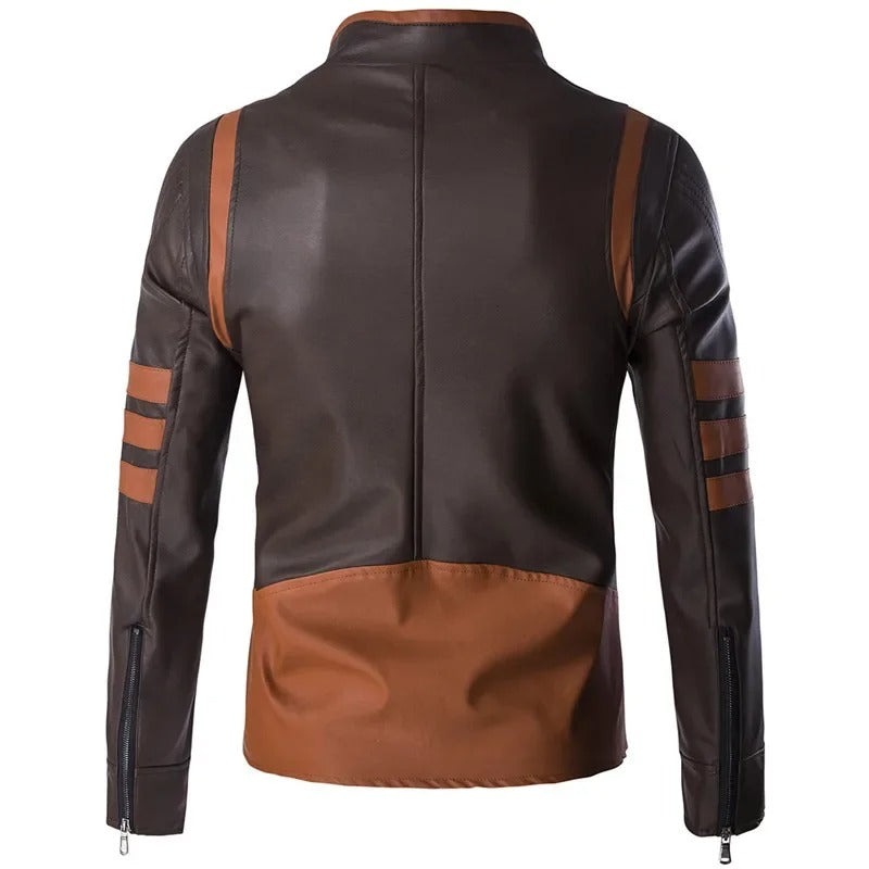 Elegante gestreifte Lederjacke