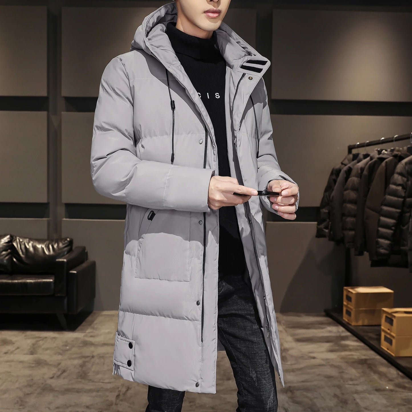 Elegante lange Winterjacke