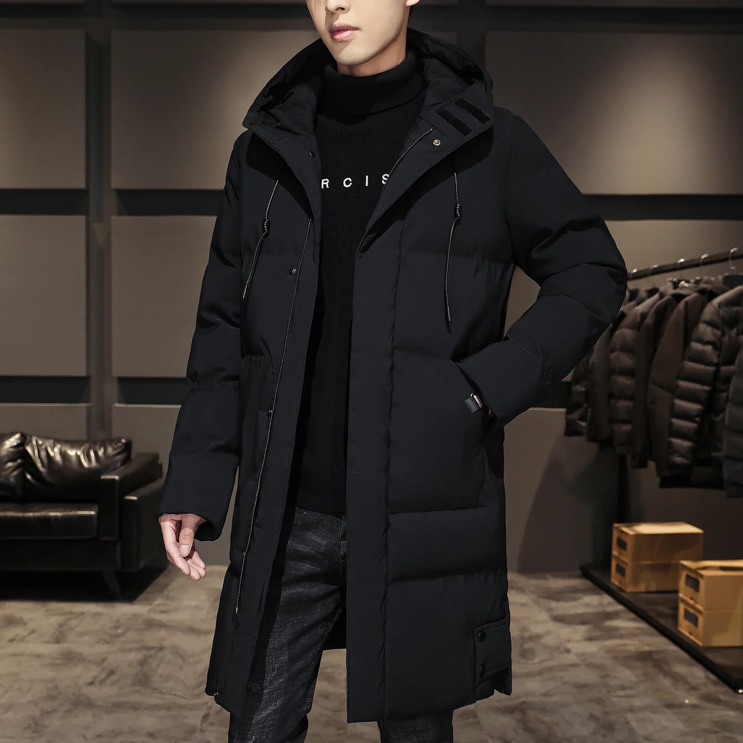 Elegante lange Winterjacke
