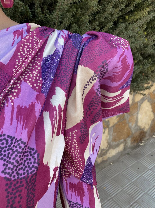 Elle - Violettes Ein-Schulter-Midikleid mit Quaste