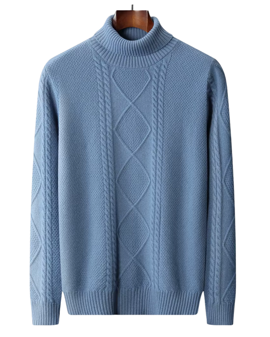 Gemusterter Kaschmir-Rollkragenpullover