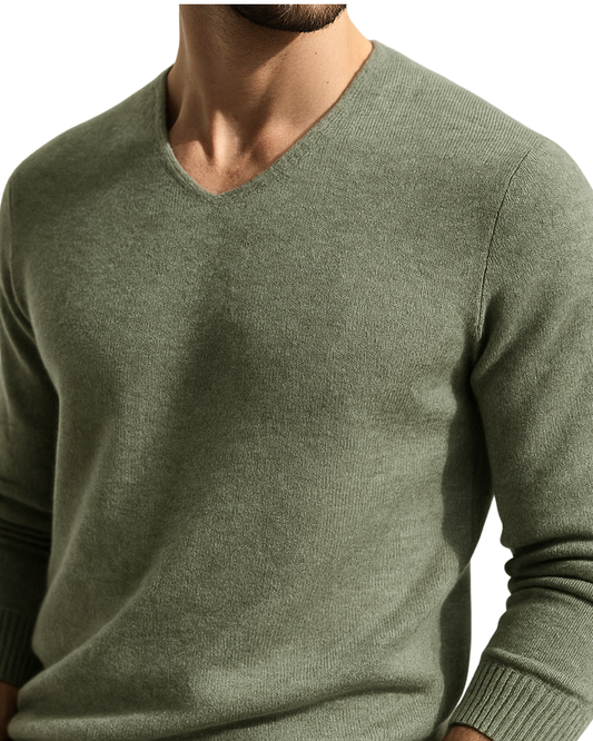 Eleganter Kaschmirpullover mit V-Ausschnitt