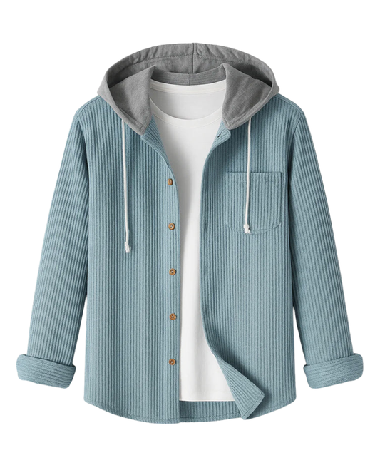 Cord-Hemd mit Kapuze und Knopfleiste
