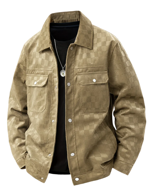 Karierte Wildlederjacke