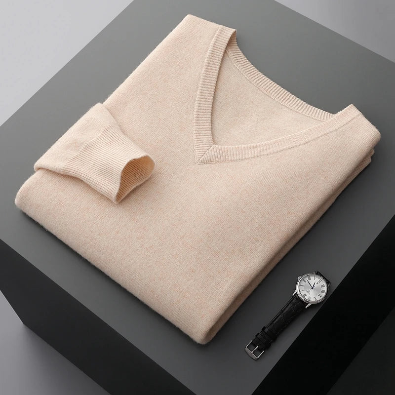 Pullover mit V-Ausschnitt aus Wolle