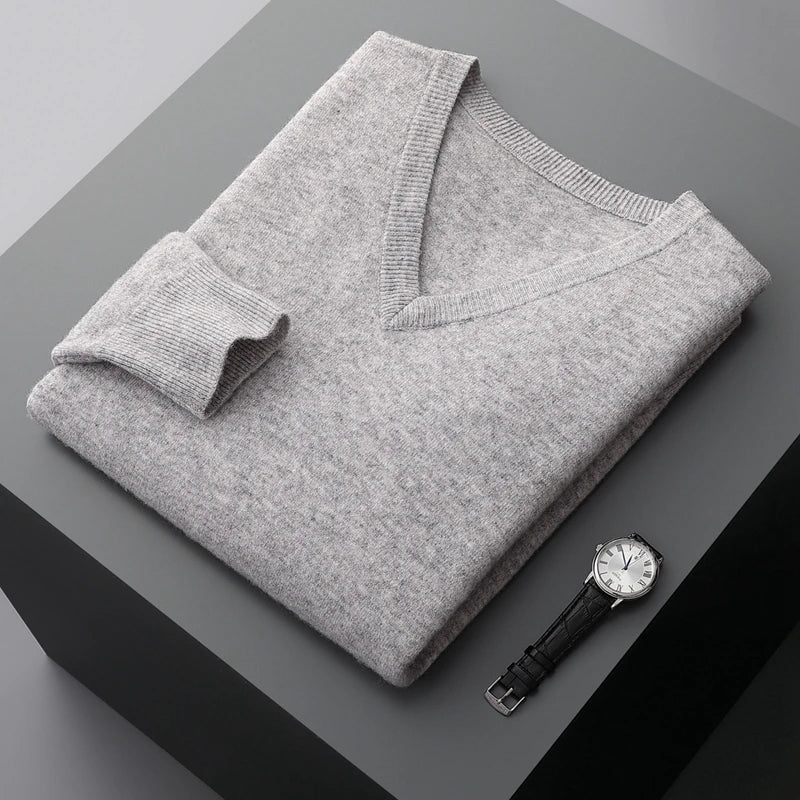 Pullover mit V-Ausschnitt aus Wolle